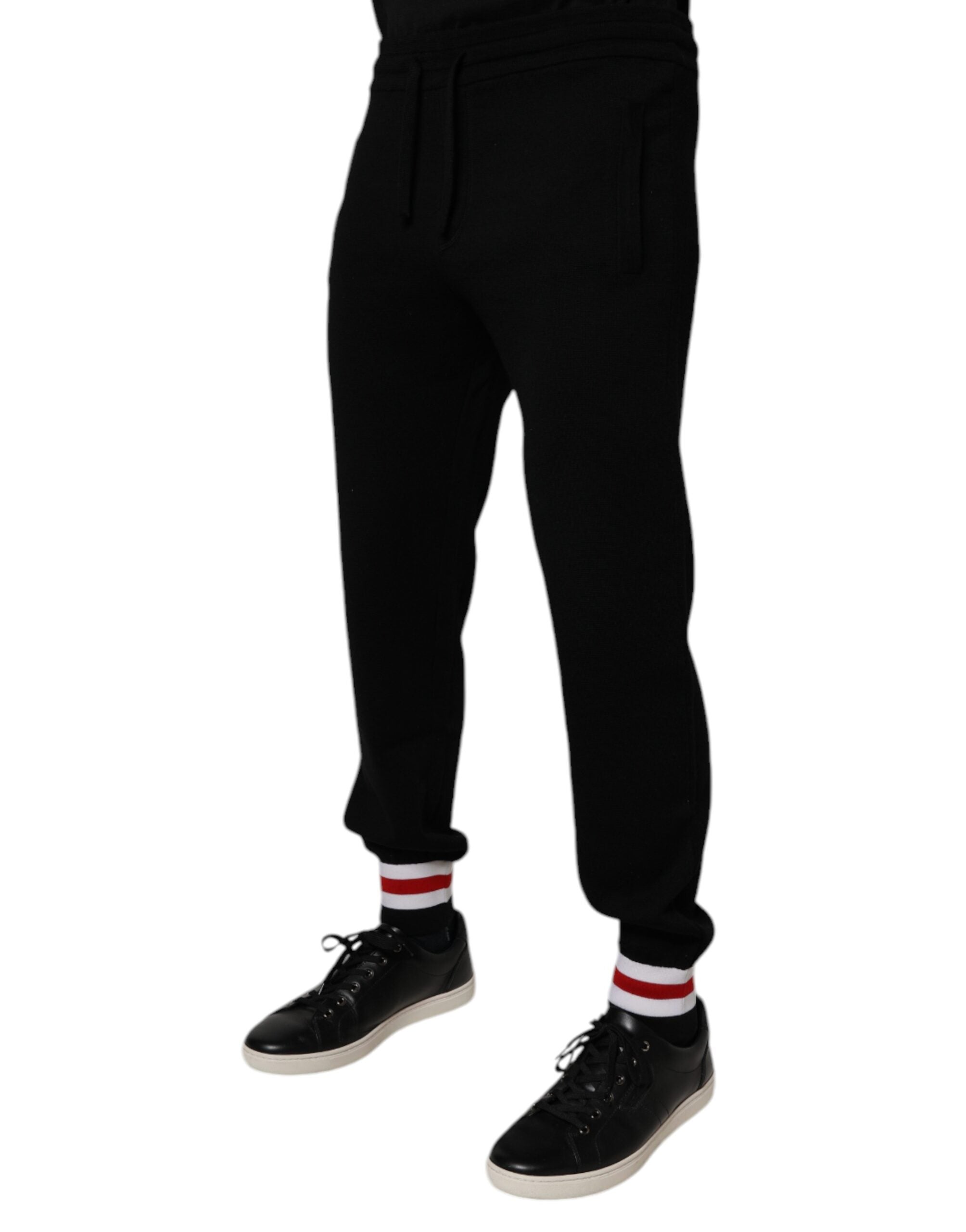 Dolce & Gabbana Black Wool Mid Waist Jogger Sweatpants Pants -   -  Dolce & Gabbana. Dolce & Gabbana Black Wool Mid Waist Jogger Sweatpants Pants -   -  Dolce & Gabbana.