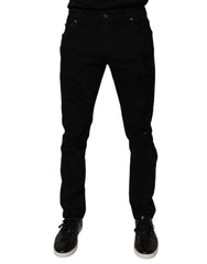 Dolce & Gabbana Black Tattered Cotton Skinny Men Denim Jeans -   -  Dolce & Gabbana.
