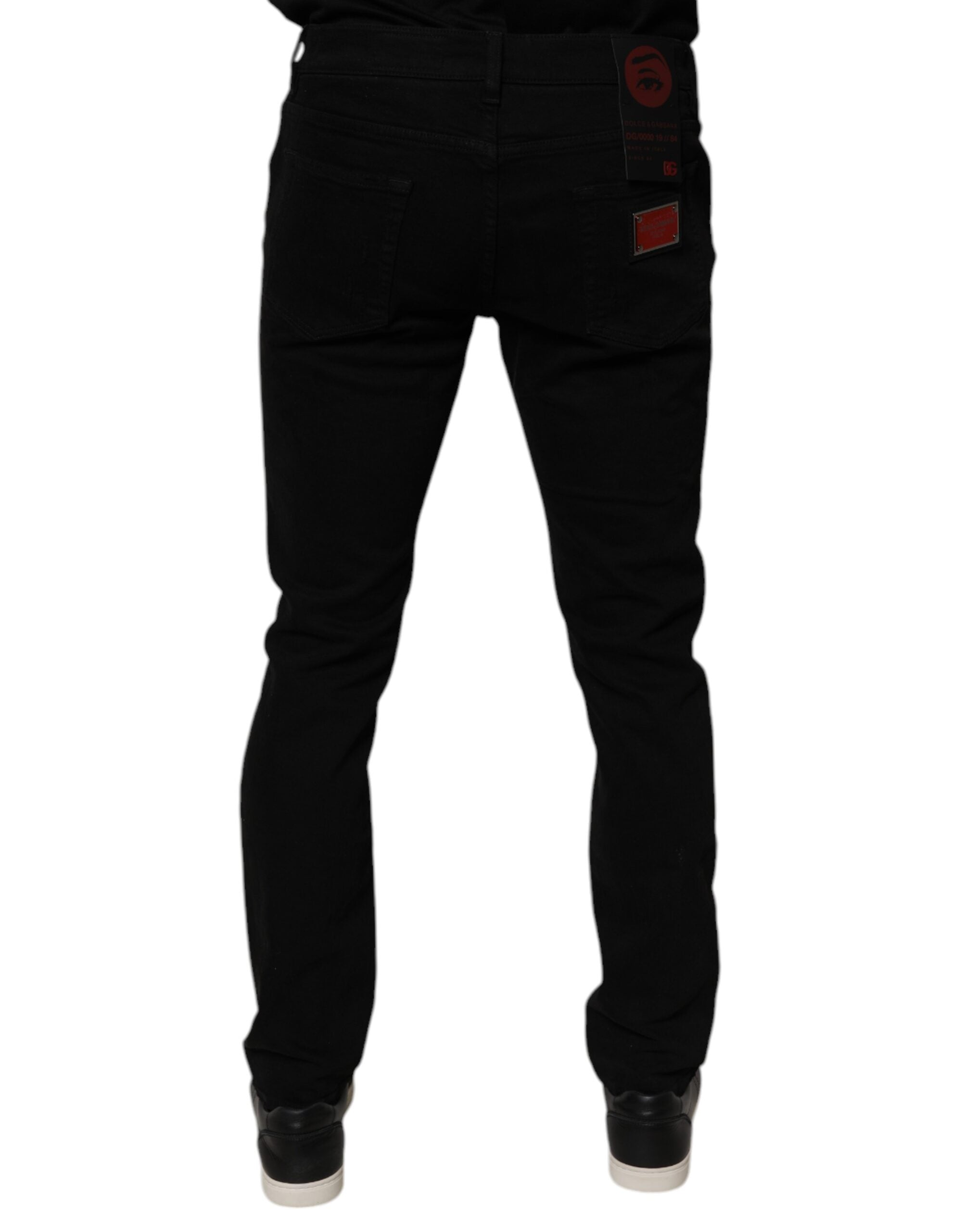 Dolce & Gabbana Black Tattered Cotton Skinny Men Denim Jeans -   -  Dolce & Gabbana. Dolce & Gabbana Black Tattered Cotton Skinny Men Denim Jeans -   -  Dolce & Gabbana.