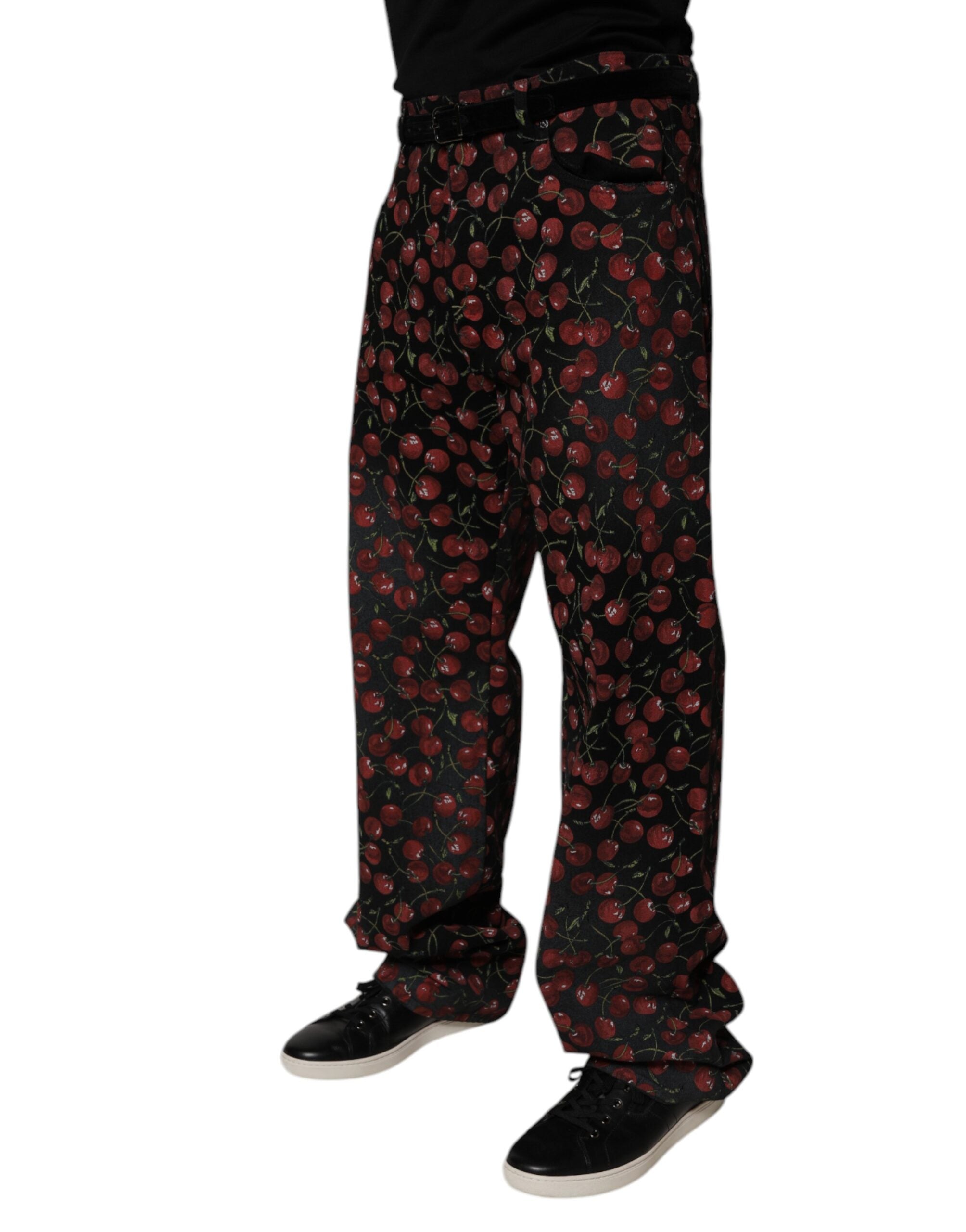 Dolce & Gabbana Black Cherry Cotton Straight Men Denim Jeans -   -  Dolce & Gabbana. Dolce & Gabbana Black Cherry Cotton Straight Men Denim Jeans -   -  Dolce & Gabbana.