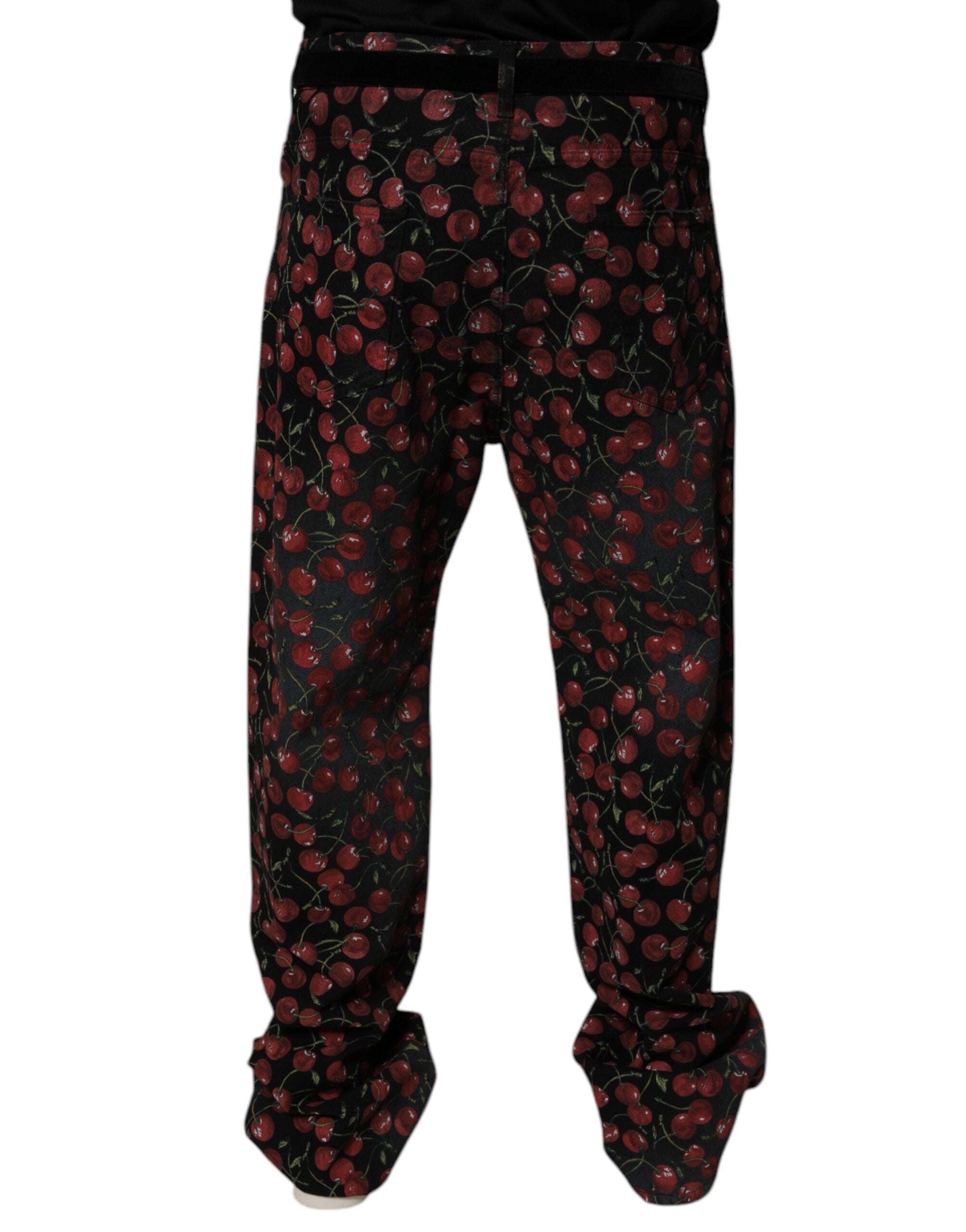 Dolce & Gabbana Black Cherry Cotton Straight Men Denim Jeans -   -  Dolce & Gabbana. Dolce & Gabbana Black Cherry Cotton Straight Men Denim Jeans -   -  Dolce & Gabbana.
