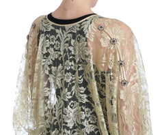 Dolce & Gabbana Gold Floral Lace Crystal Gown Cape Dress -   -  Dolce & Gabbana.