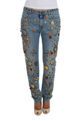 Dolce & Gabbana Crystal Roses Heart Embellished Jeans -   -  Dolce & Gabbana.