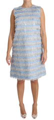 Dolce & Gabbana Light Blue Silver Shift Gown Dress -   -  Dolce & Gabbana.