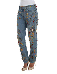 Dolce & Gabbana Crystal Roses Heart Embellished Jeans -   -  Dolce & Gabbana.