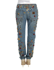 Dolce & Gabbana Crystal Roses Heart Embellished Jeans -   -  Dolce & Gabbana.