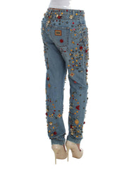 Dolce & Gabbana Crystal Roses Heart Embellished Jeans -   -  Dolce & Gabbana.