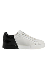 Dolce & Gabbana White Black Logo Portofino Men Sneaker Shoes -   -  Dolce & Gabbana.