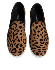 Dolce & Gabbana Brown Calfskin Fur Leopard Sneakers Shoes -   -  Dolce & Gabbana.