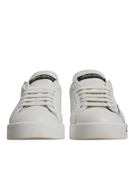 Dolce & Gabbana White Blue Logo Portofino Sneakers Shoes -   -  Dolce & Gabbana.
