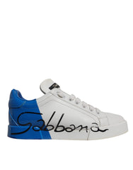 Dolce & Gabbana White Blue Logo Portofino Sneakers Shoes -   -  Dolce & Gabbana.