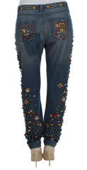Dolce & Gabbana Crystal Roses Heart Embellished Jeans -   -  Dolce & Gabbana.