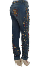 Dolce & Gabbana Crystal Roses Heart Embellished Jeans -   -  Dolce & Gabbana.