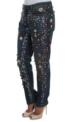 Dolce & Gabbana Crystal Roses Heart Embellished Jeans -   -  Dolce & Gabbana.