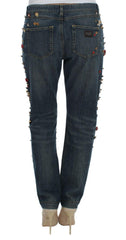 Dolce & Gabbana Crystal Roses Heart Embellished Jeans -   -  Dolce & Gabbana.