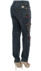 Dolce & Gabbana Crystal Roses Heart Embellished Jeans -   -  Dolce & Gabbana.