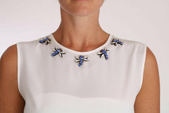 Dolce & Gabbana White Silk Crystal Embellished Fly T-shirt -   -  Dolce & Gabbana.