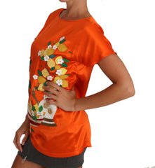 Dolce & Gabbana Silk Orange Lemon Crystal T-shirt Top -   -  Dolce & Gabbana.