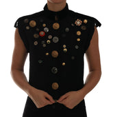 Dolce & Gabbana Black Embellished Floral Military Jacket Vest -   -  Dolce & Gabbana.