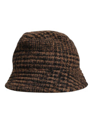 Dolce & Gabbana Brown Houndstooth Wool Woven Bucket Hat -   -  Dolce & Gabbana.