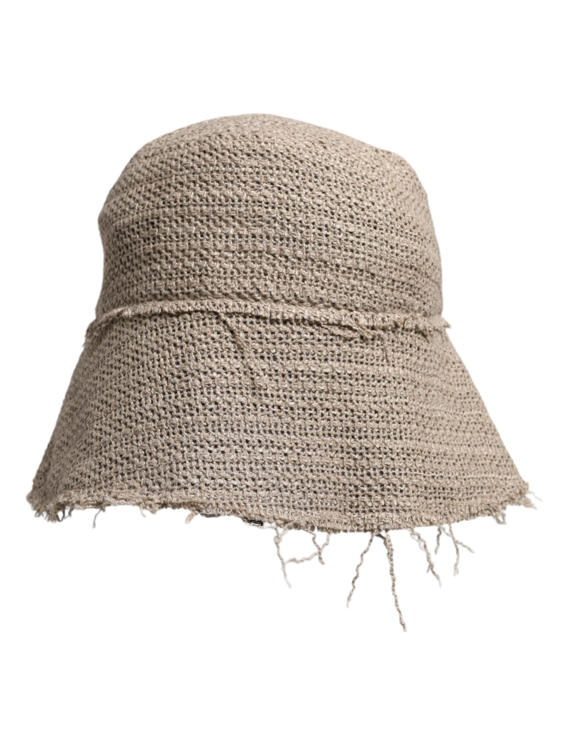 Dolce & Gabbana Beige Linen Wide Brim Bucket Hat -   -  Dolce & Gabbana.