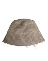 Dolce & Gabbana Beige Linen Wide Brim Bucket Hat -   -  Dolce & Gabbana.