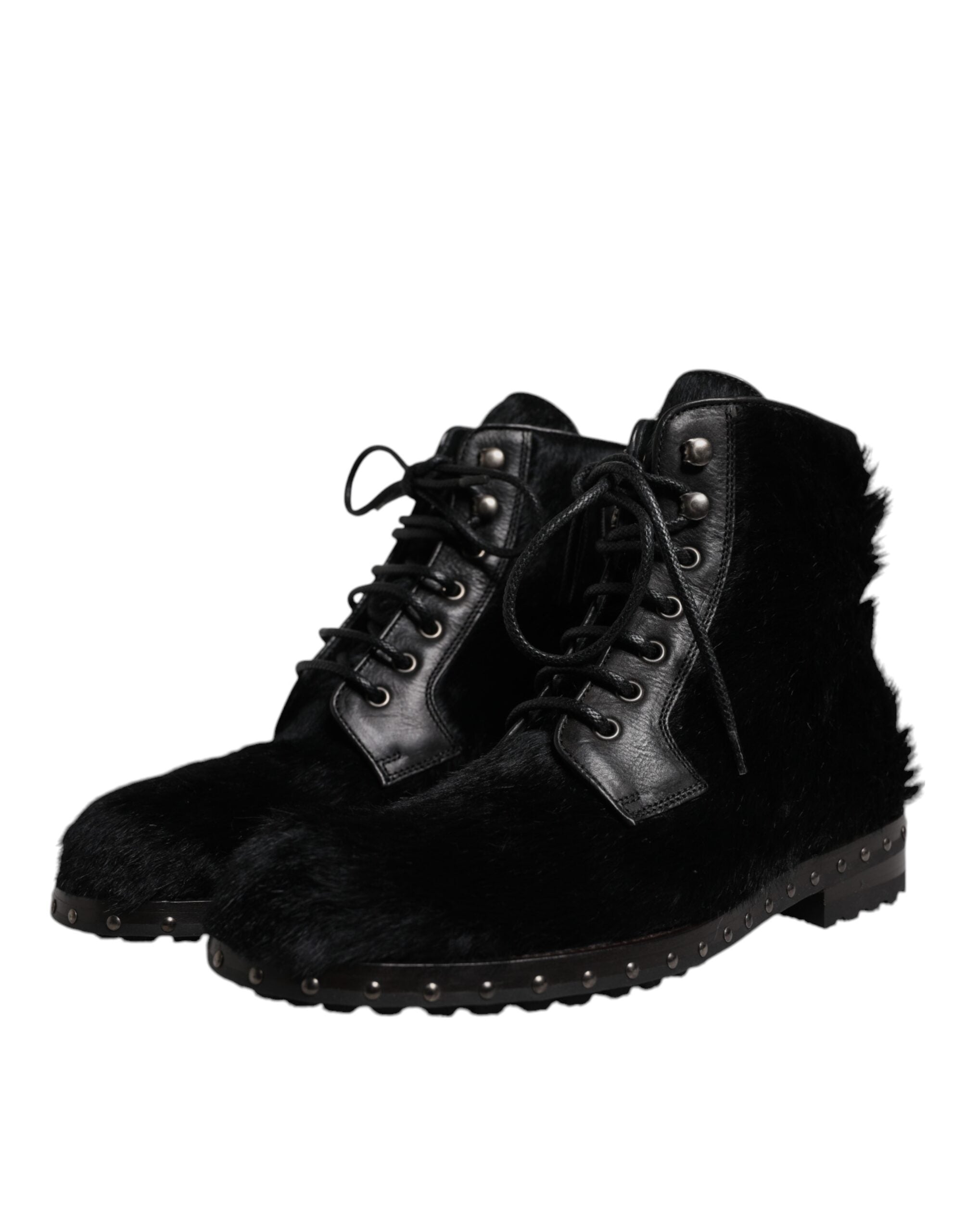 Dolce & Gabbana Black Pony Style Leather Mid Calf Boots Shoes -   -  Dolce & Gabbana. Dolce & Gabbana Black Pony Style Leather Mid Calf Boots Shoes -   -  Dolce & Gabbana.