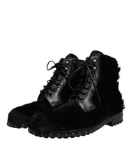 Dolce & Gabbana Black Pony Style Leather Mid Calf Boots Shoes -   -  Dolce & Gabbana.