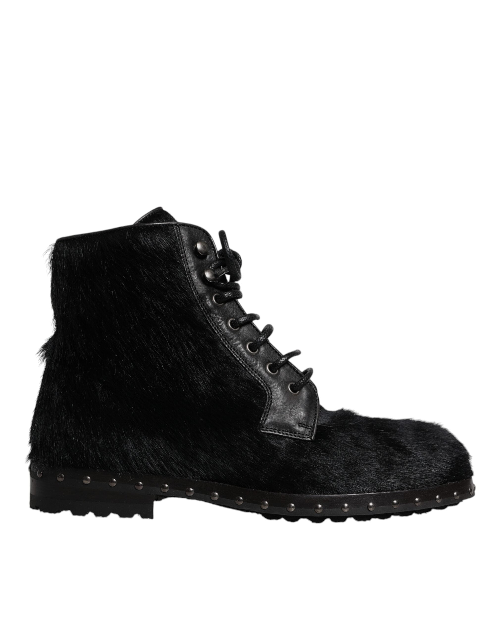 Dolce & Gabbana Black Pony Style Leather Mid Calf Boots Shoes -   -  Dolce & Gabbana.