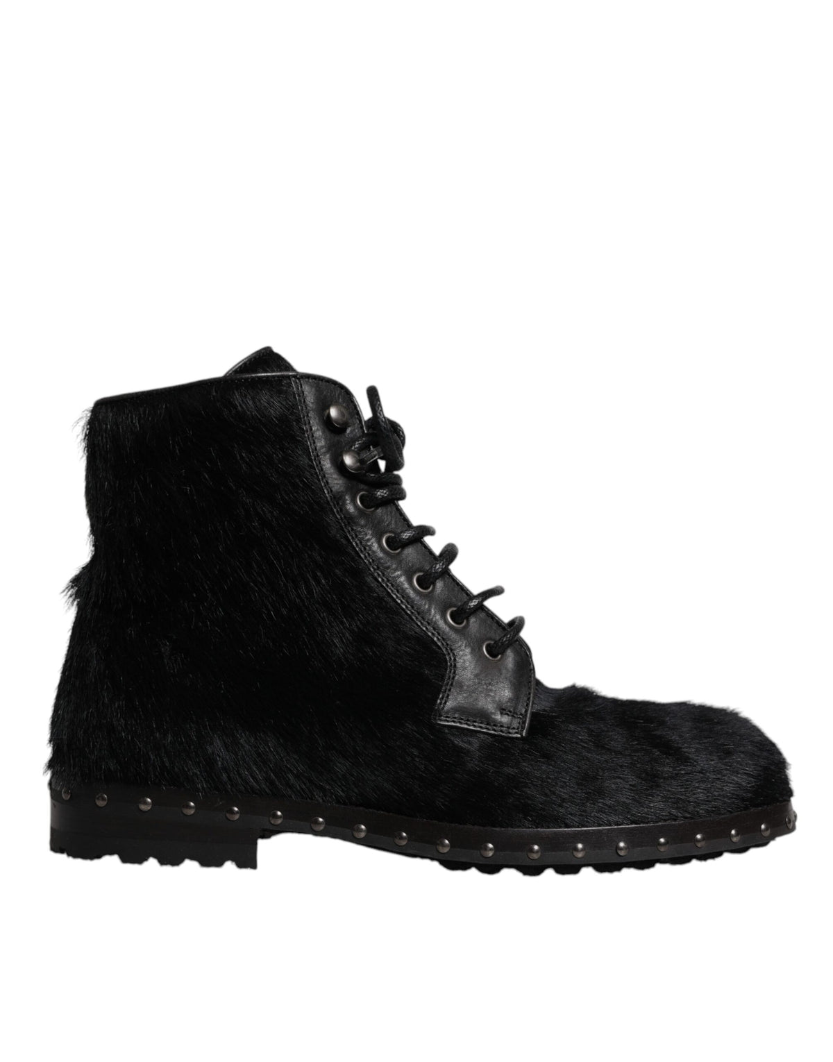 Dolce & Gabbana Black Pony Style Leather Mid Calf Boots Shoes -   -  Dolce & Gabbana.