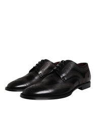 Dolce & Gabbana Black Embroidered Classic Leather Derby Dress Shoes -   -  Dolce & Gabbana.