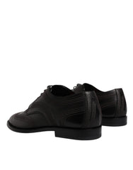 Dolce & Gabbana Black Embroidered Classic Leather Derby Dress Shoes -   -  Dolce & Gabbana.