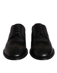 Dolce & Gabbana Black Embroidered Classic Leather Derby Dress Shoes -   -  Dolce & Gabbana.