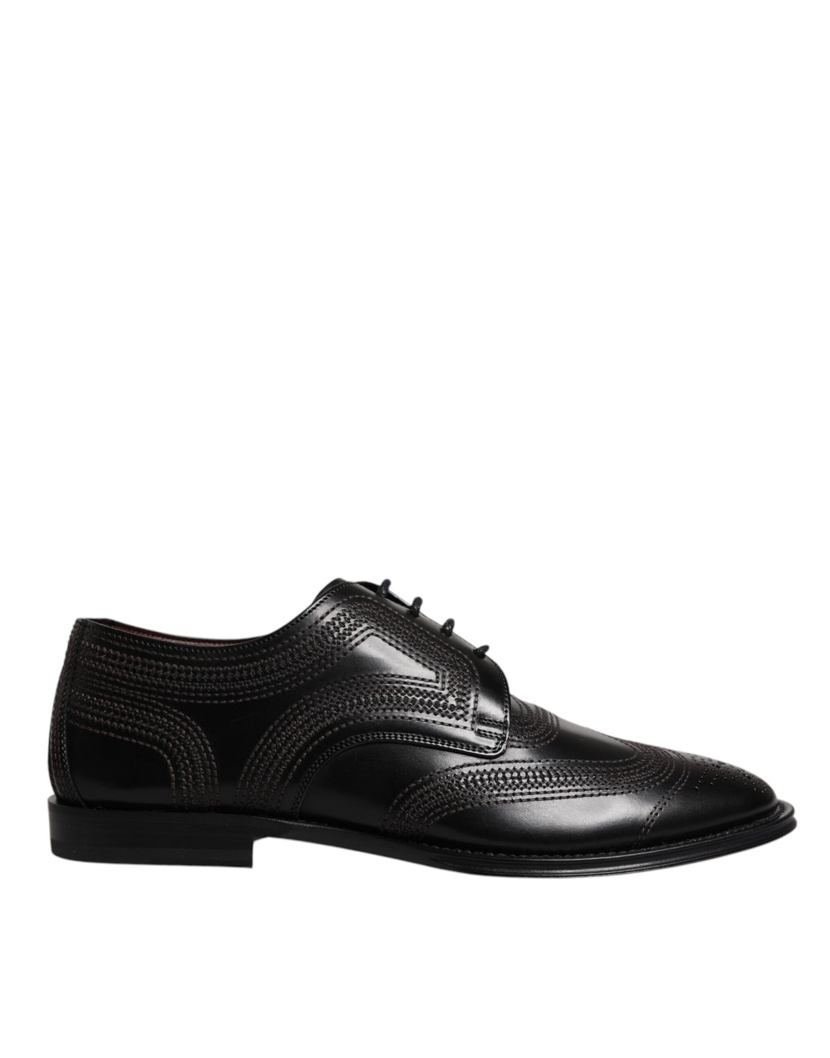 Dolce & Gabbana Black Embroidered Classic Leather Derby Dress Shoes -   -  Dolce & Gabbana.