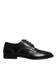 Dolce & Gabbana Black Embroidered Classic Leather Derby Dress Shoes -   -  Dolce & Gabbana.