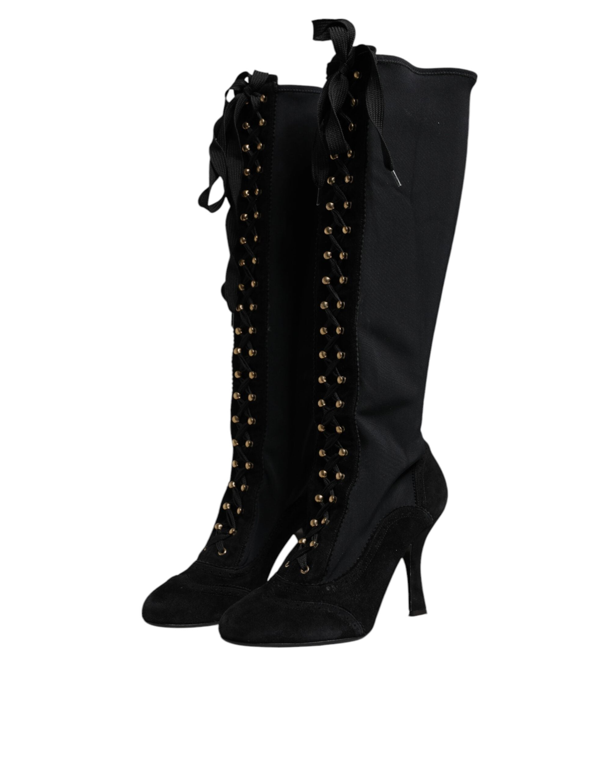 Dolce & Gabbana Black Lace Up Heels High Boots Shoes -   -  Dolce & Gabbana. Dolce & Gabbana Black Lace Up Heels High Boots Shoes -   -  Dolce & Gabbana.