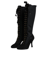 Dolce & Gabbana Black Lace Up Heels High Boots Shoes -   -  Dolce & Gabbana.