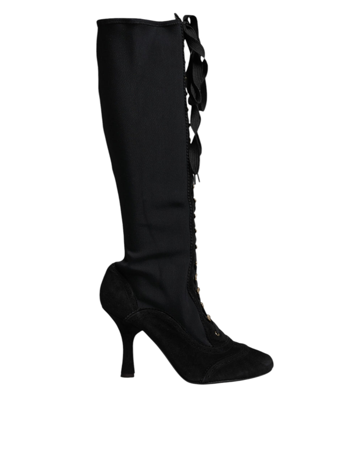 Dolce & Gabbana Black Lace Up Heels High Boots Shoes -   -  Dolce & Gabbana.