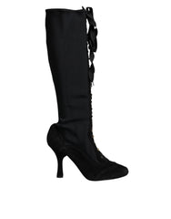 Dolce & Gabbana Black Lace Up Heels High Boots Shoes -   -  Dolce & Gabbana.