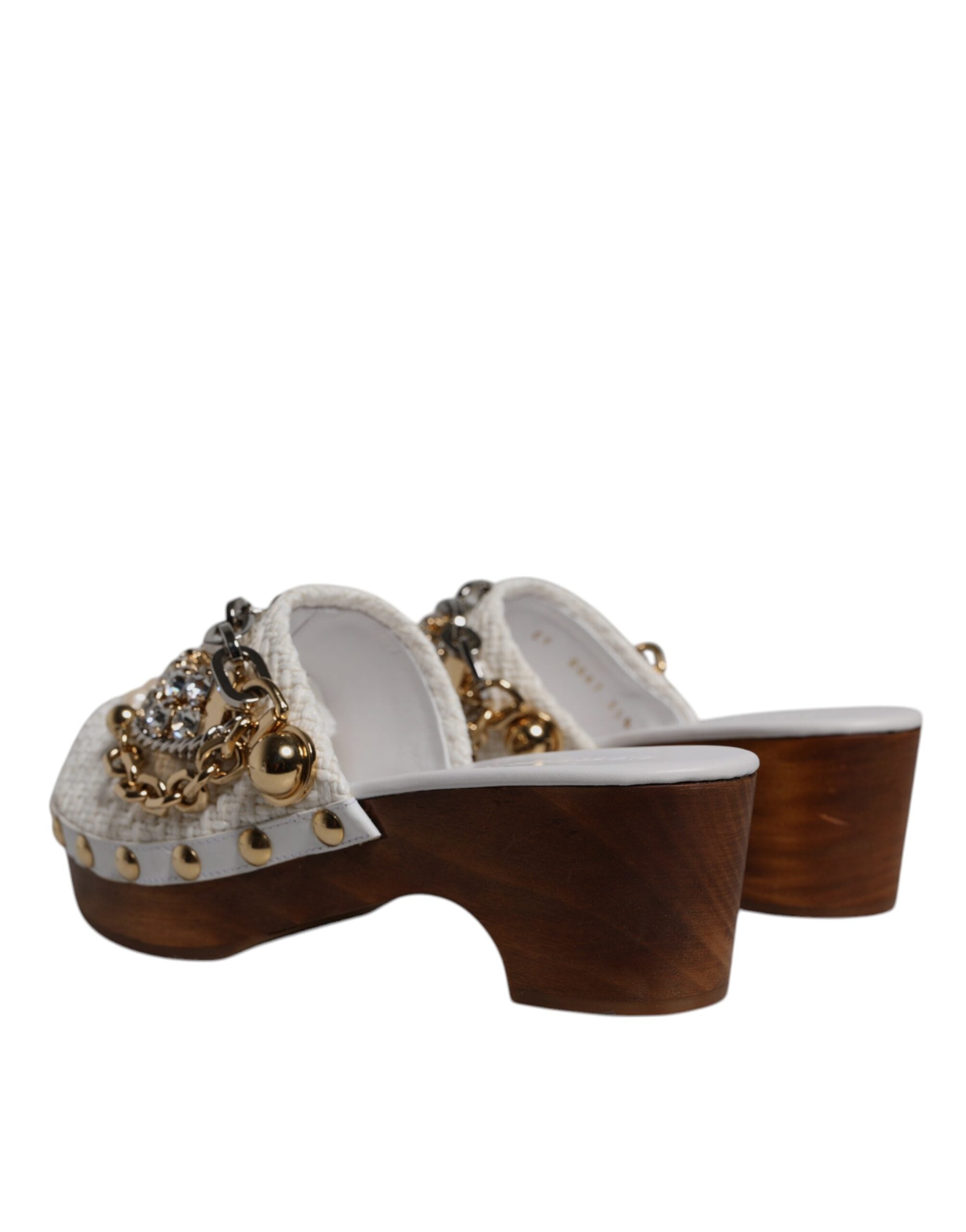 Dolce & Gabbana White Raffia Clogs Bejeweled Chain Sandals Shoes -   -  Dolce & Gabbana. Dolce & Gabbana White Raffia Clogs Bejeweled Chain Sandals Shoes -   -  Dolce & Gabbana.