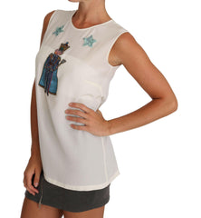 Dolce & Gabbana White Silk Crystal Sequined Fairy T-shirt -   -  Dolce & Gabbana.