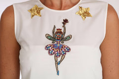 Dolce & Gabbana White Silk Embellished Crystal Sequin Fairy Top -   -  Dolce & Gabbana.
