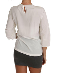 Dolce & Gabbana White Silk #dgfamily Blouse T-shirt -   -  Dolce & Gabbana.