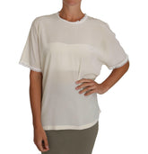 Dolce & Gabbana White Cream Silk Lace Top Blouse T-Shirt -   -  Dolce & Gabbana.