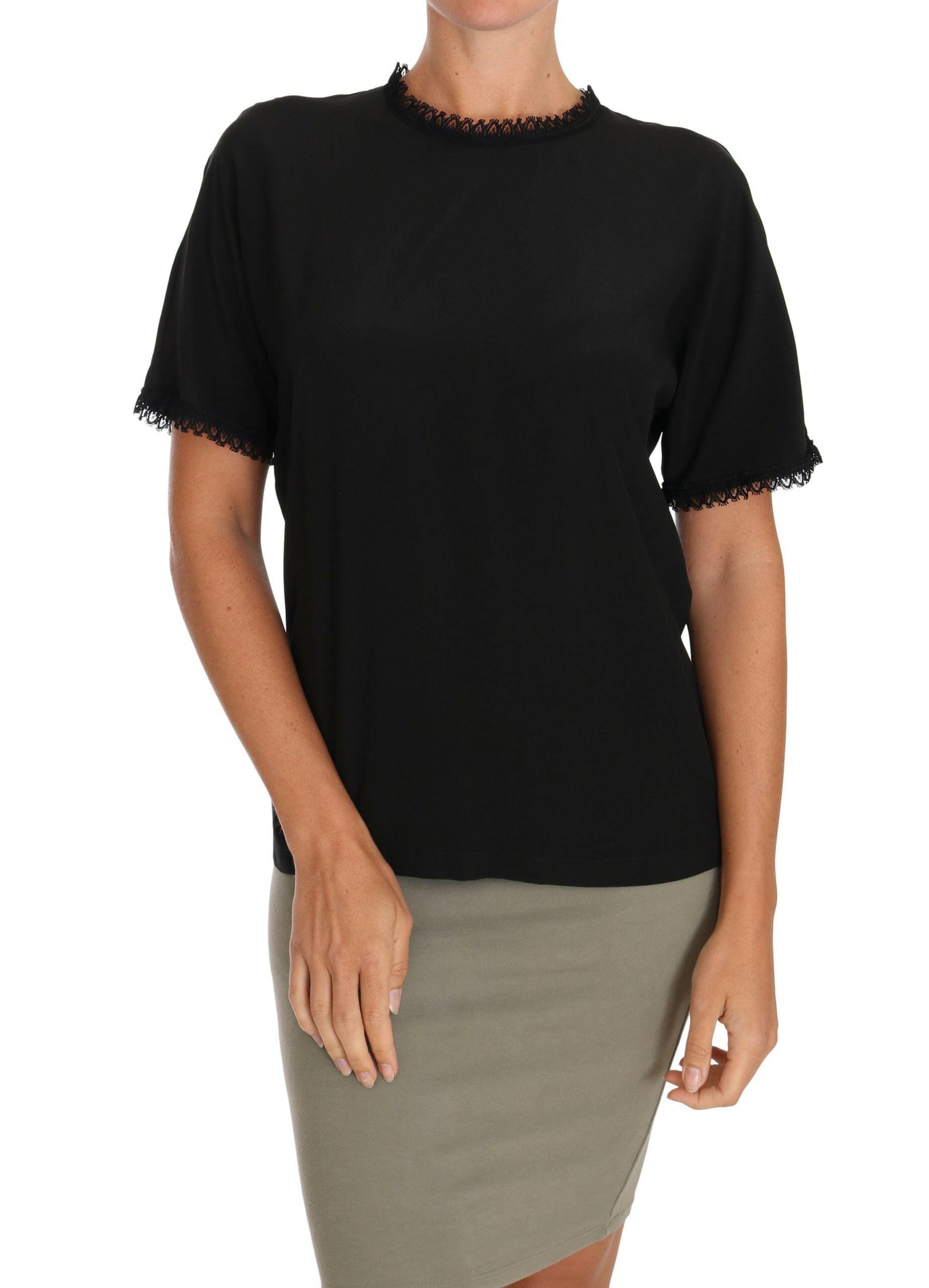Dolce & Gabbana Black Silk Lace Top Blouse T-Shirt -   -  Dolce & Gabbana.