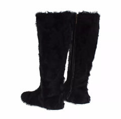 Dolce & Gabbana Black Xiangao Lamb Fur Leather Boots Shoes -   -  Dolce & Gabbana.