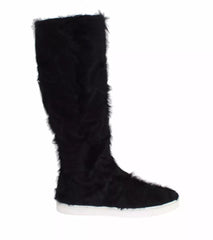 Dolce & Gabbana Black Xiangao Lamb Fur Leather Boots Shoes -   -  Dolce & Gabbana.