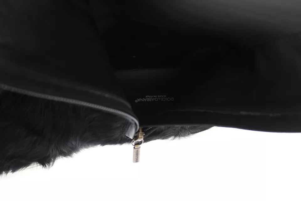 Dolce & Gabbana Black Xiangao Lamb Fur Leather Boots Shoes -   -  Dolce & Gabbana. Dolce & Gabbana Black Xiangao Lamb Fur Leather Boots Shoes -   -  Dolce & Gabbana.