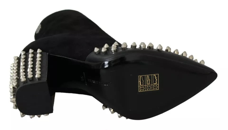 Philipp Plein Black Suede Studded Heels Ankle Boots Shoes -   -  Philipp Plein. Philipp Plein Black Suede Studded Heels Ankle Boots Shoes -   -  Philipp Plein.