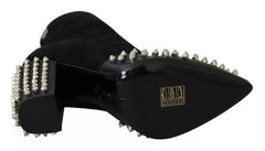 Philipp Plein Black Suede Studded Heels Ankle Boots Shoes -   -  Philipp Plein.